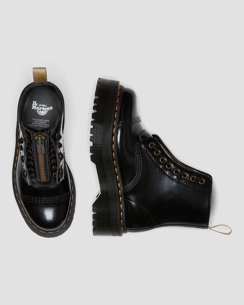 Dr Martens Vegan Sinclair Platform Støvler Dame Sort | DK 264OKI